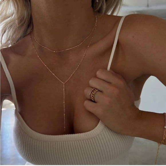 GOLD 14k Gold Plated Beaded Layered Necklace - Picture 1 of 4